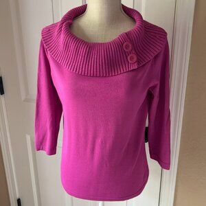 Jones New York - Cowl Neck Sweater - Hot Pink/Fuchsia (Size: M)